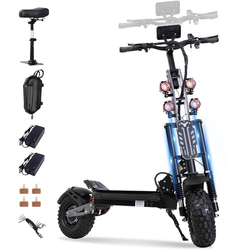 Electric Scooter Adult 7000W Brushless Motor Up to 55 MPH, 60V 33Ah Li-Ion Battery Range 65+ Miles, 13 "All Terrain Tires