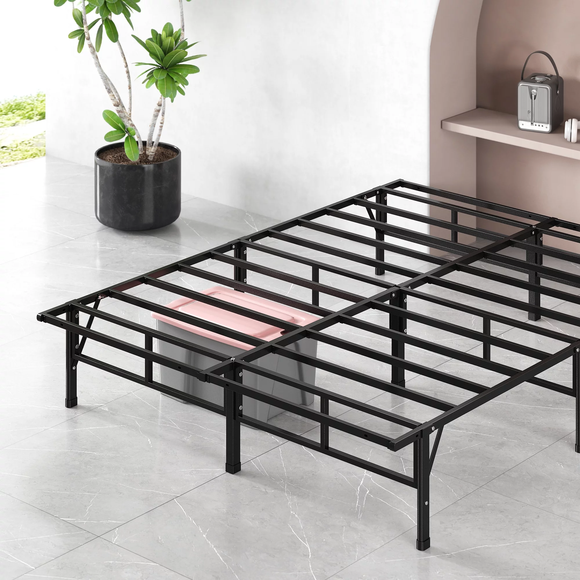 Zinus 14" Metal SmartBase Compack® Mattress Foundation, Bed Frame, Queen
