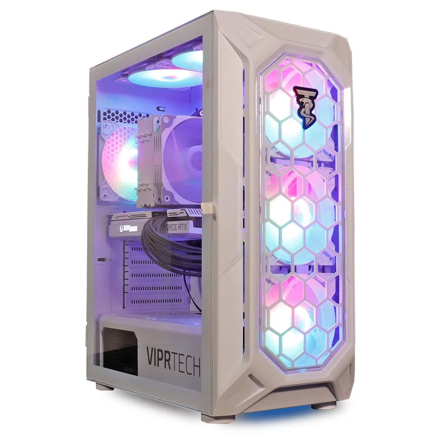 ViprTech.com Ghost Gaming PC Desktop Computer - AMD Ryzen 5 5600G (12-Core 4.4Ghz), RTX 3060 12GB, 16GB DDR4 RAM, 512GB NVMe SSD, VR-Ready, Streaming
