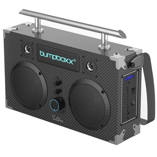 Bumpboxx Bluetooth Boombox Ultra | Retro Boombox with Bluetooth Speaker | includes Rechargeable Lithium Battery and Carrying Strap | Easy to Carry |
