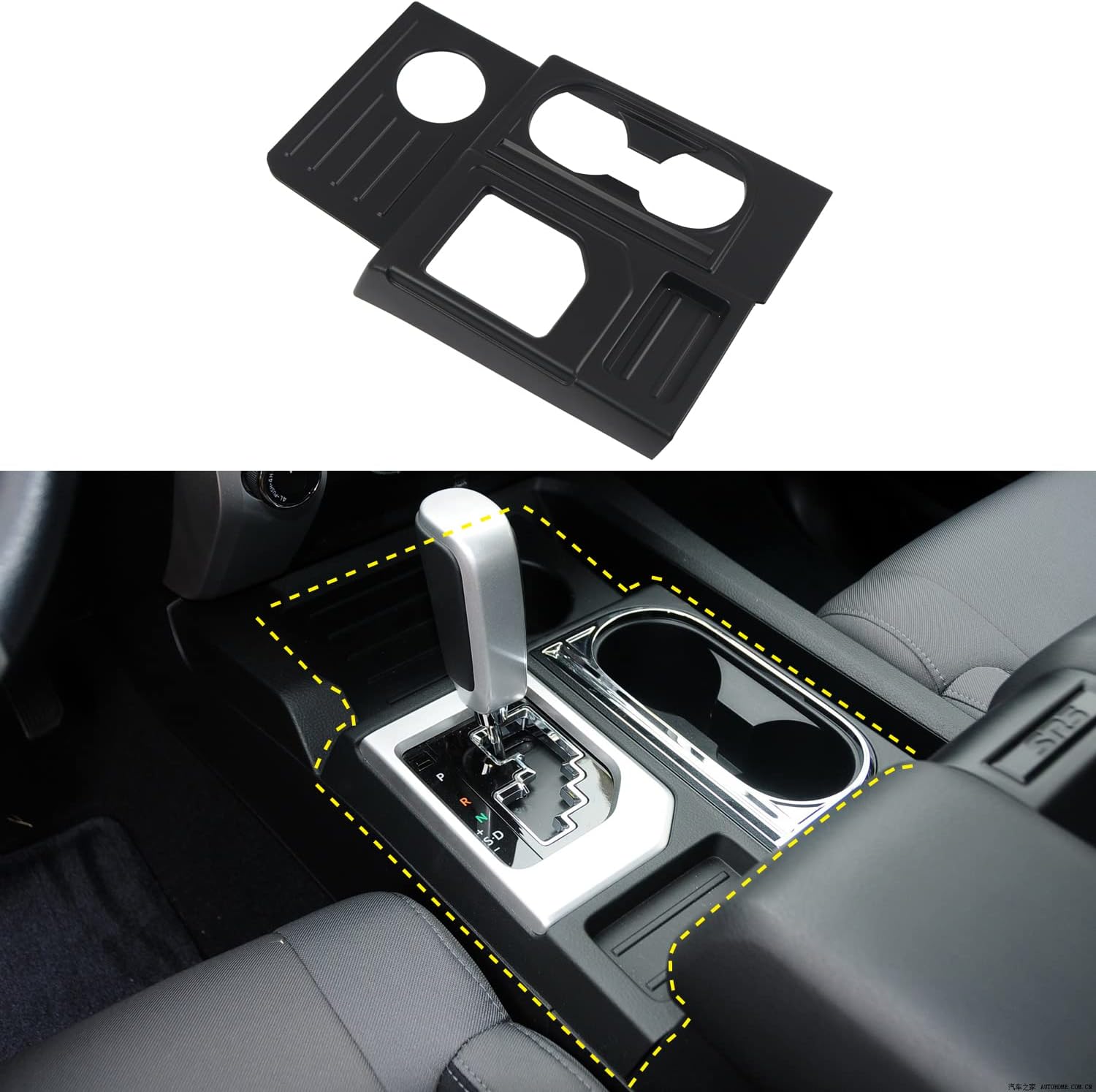 HIGH FLYING for Toyota Tundra 2014-2021 Car Accessories Center Console Gear Shift Box Water Cup Panel Cover ABS Blacking Out 1pc LHD (Not fit 1794