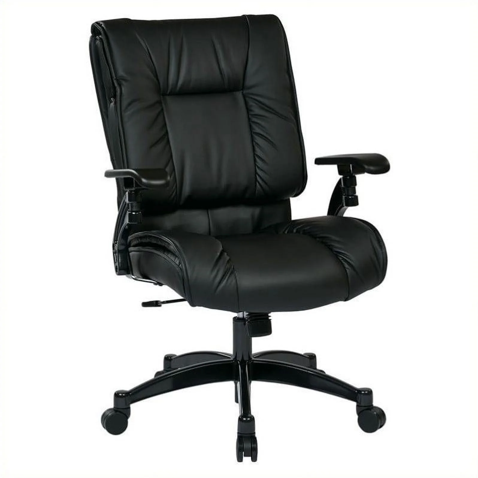 SPACE Seating SPACE Seating Black Bonded Leather Conference Chair with Cantilever Arms, and industrial steel Finish Base
