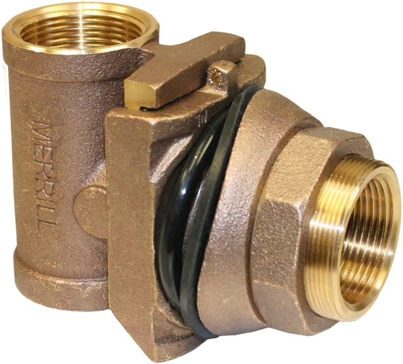 Merrill MFG MBNL225 No Lead Brass 1-1/4 Pitless Adapter for Submersible Well Pump (Fits Well Casing Sizes 5-8) Discharge Pipe 1-1/4, Casing Hole 2-1/8