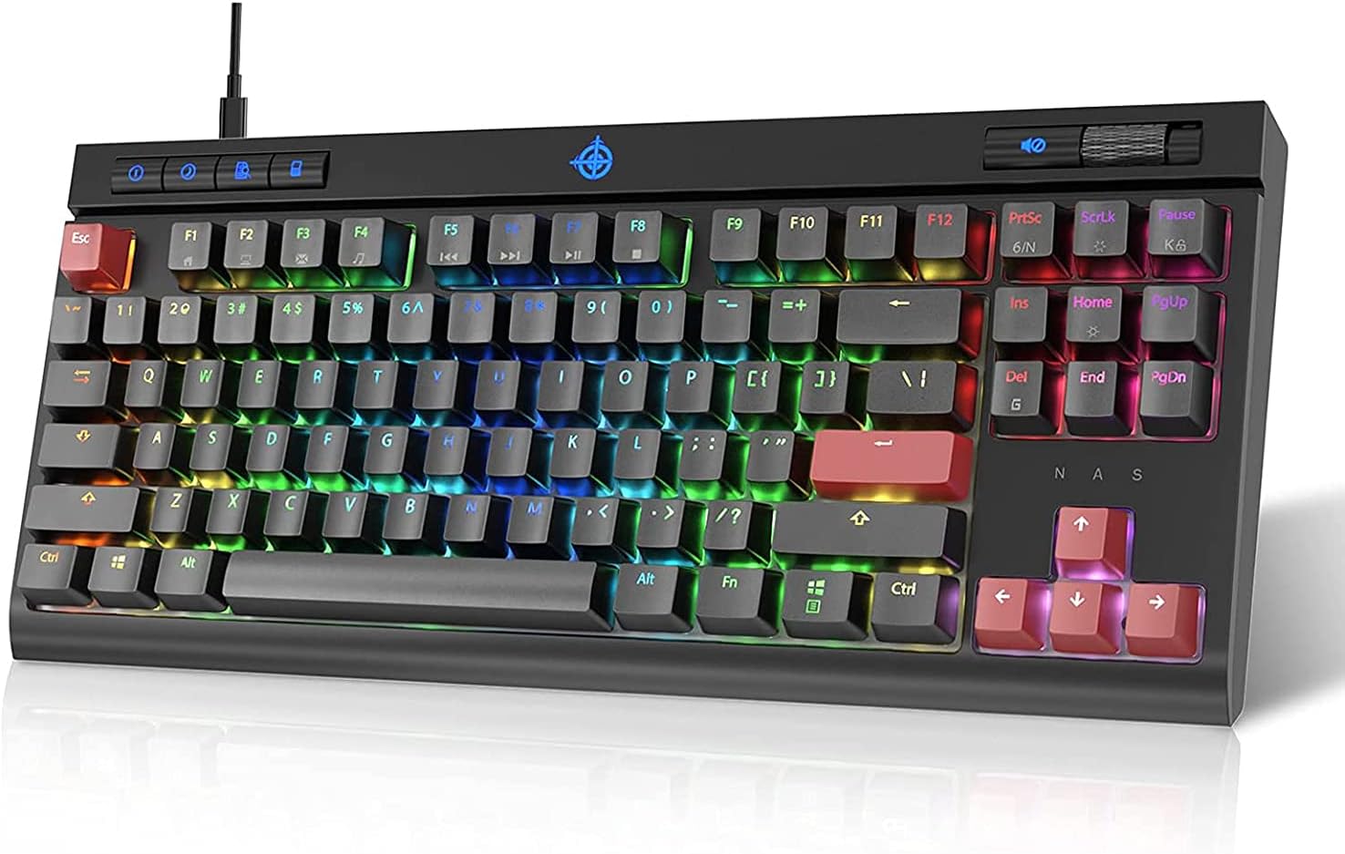 STOGA Mechanical Gaming Keyboard,87 Keys Wired Gaming Keyboard,LED Rainbow Backlit Keyboard with Blue Switches for Windows/MAC/Gaming PC(Black)