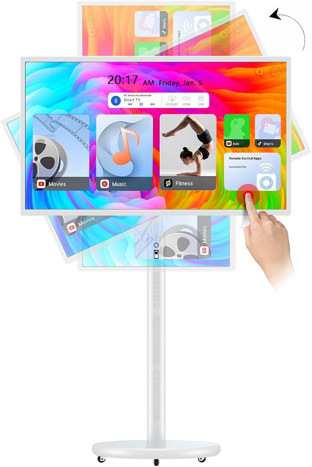 Portable Smart Screen, 32-Inch 1080p Portable Monitor with Rotatable Touch Screen, Android OS(Support Google Store), Built-in Battery