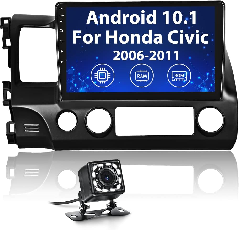 for Honda Civic Car Stereo 10.1 Inch Android Head Unit for Civic 2006-2011 Touch Screen Car Radio with Navigation Bluetooth FM WiFi USB SWC+Backup