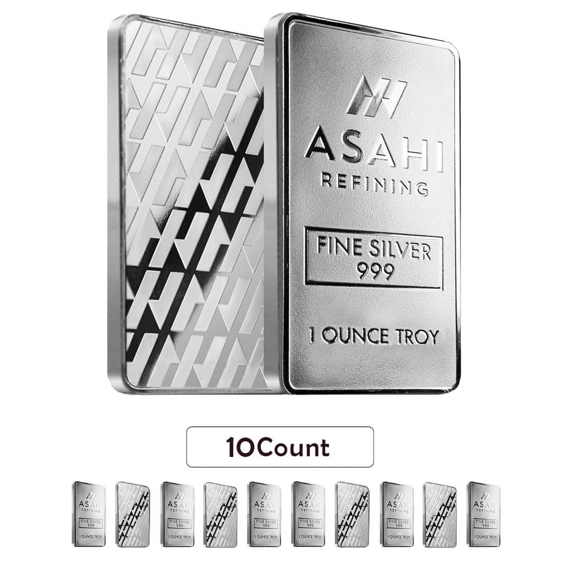 Lot of 10 - 1 oz Asahi Silver Bar .999 Fine - Curated Treasures Market