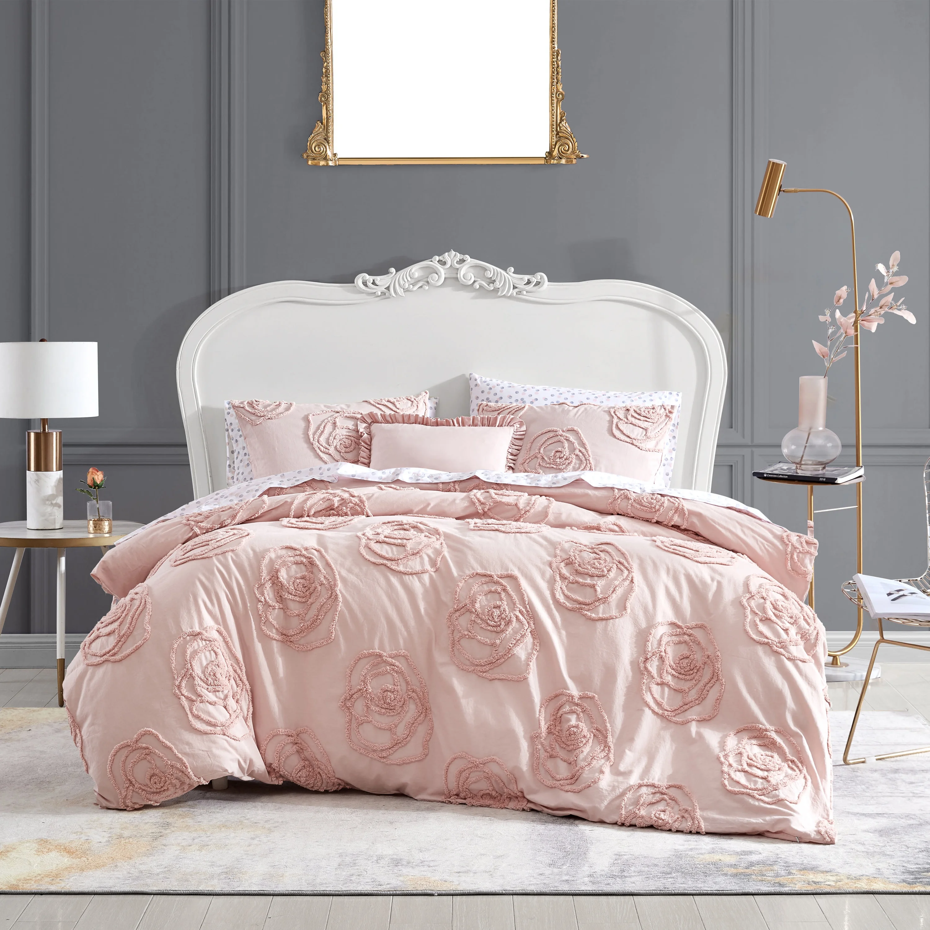 Betsey Johnson Rambling Rose Pink Full/Queen Duvet Cover Bonus Set