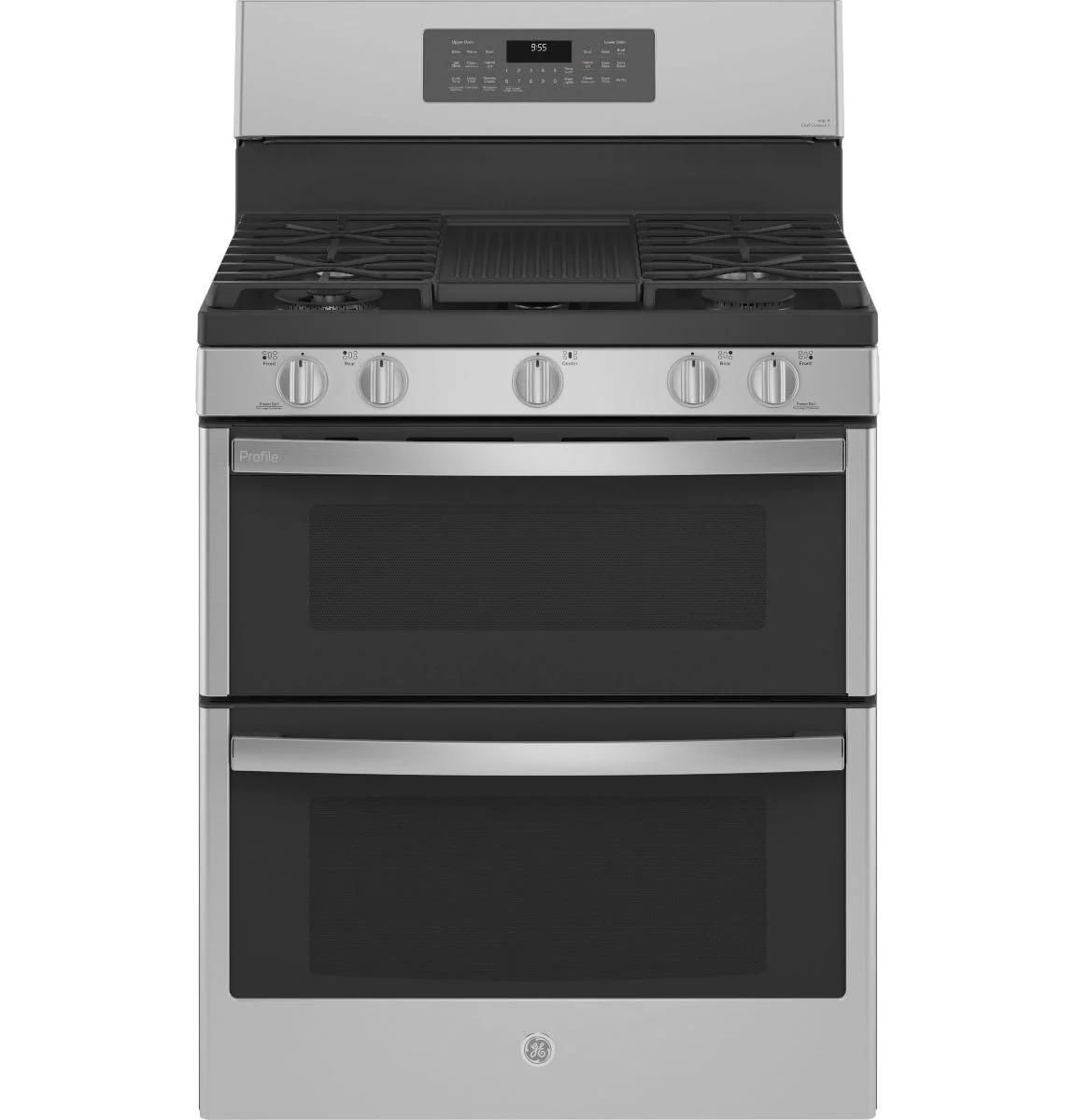 GE Profile™ 30″ Free-Standing Gas Double Oven Convection Fingerprint Resistant Range with No Preheat Air Fry PGB965YPFS