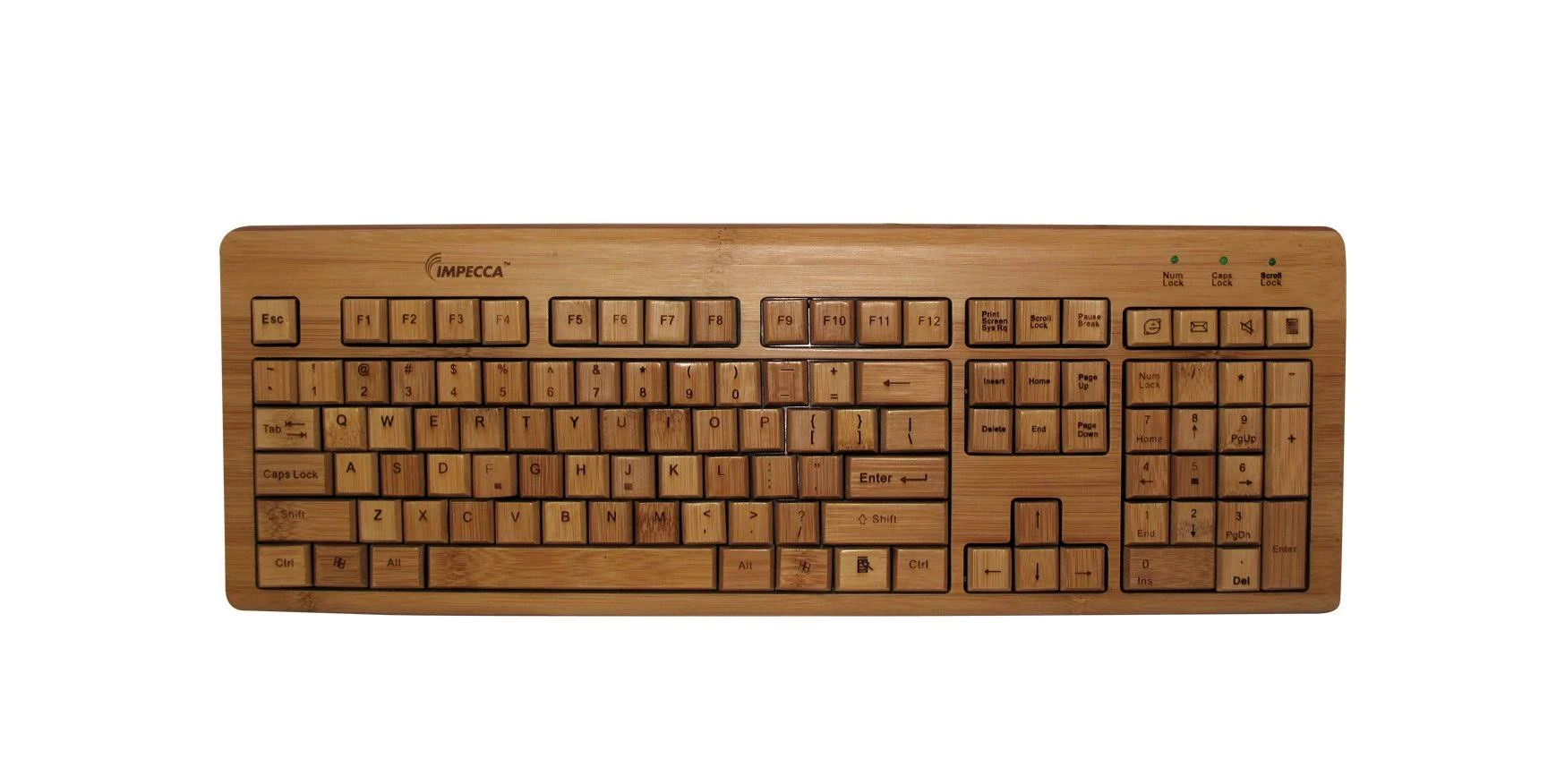Impecca Bamboo Custom Carved Designer USB Keyboard