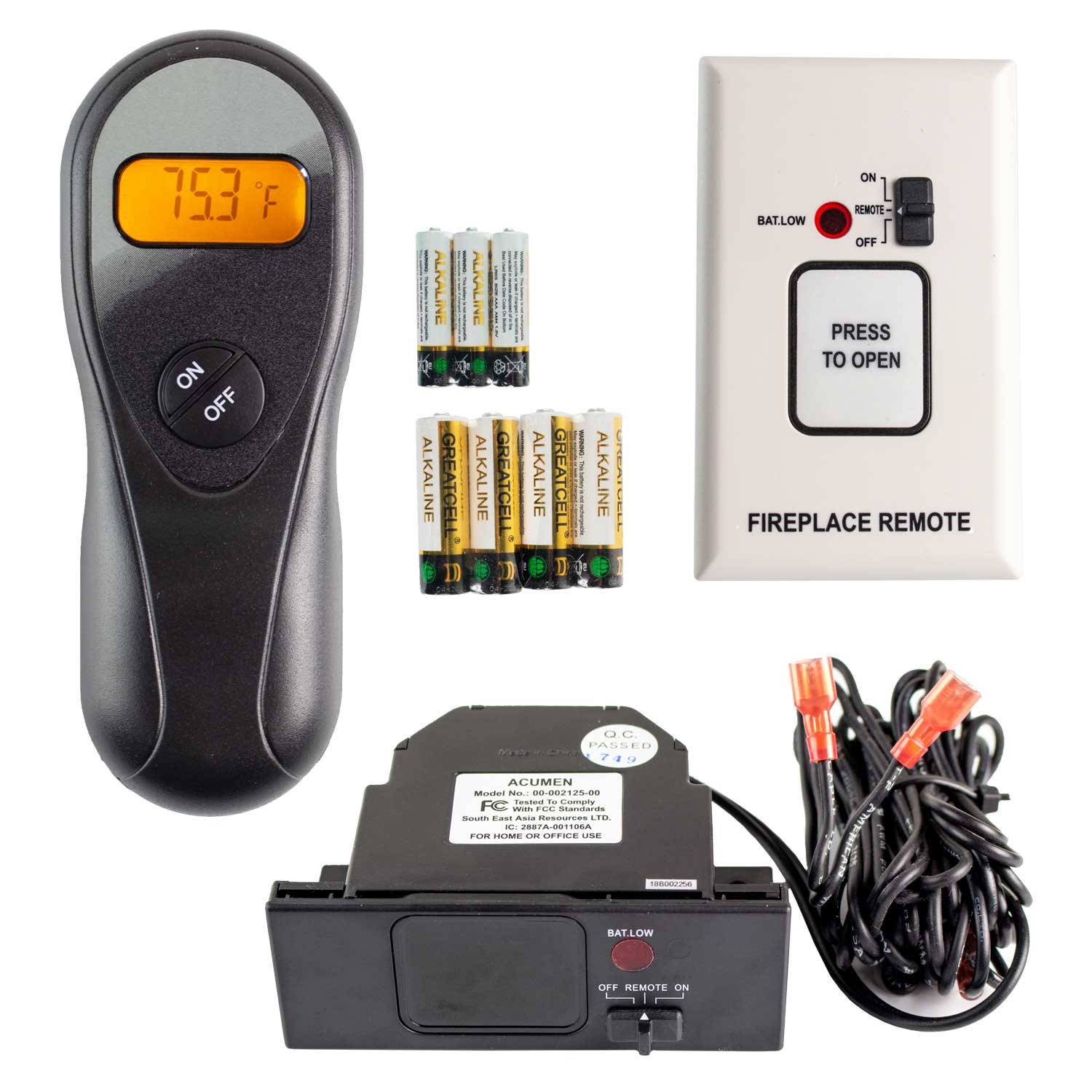 Acumen On/Off Fireplace Remote Control with 9-foot Wires RCK-IW - Megean
