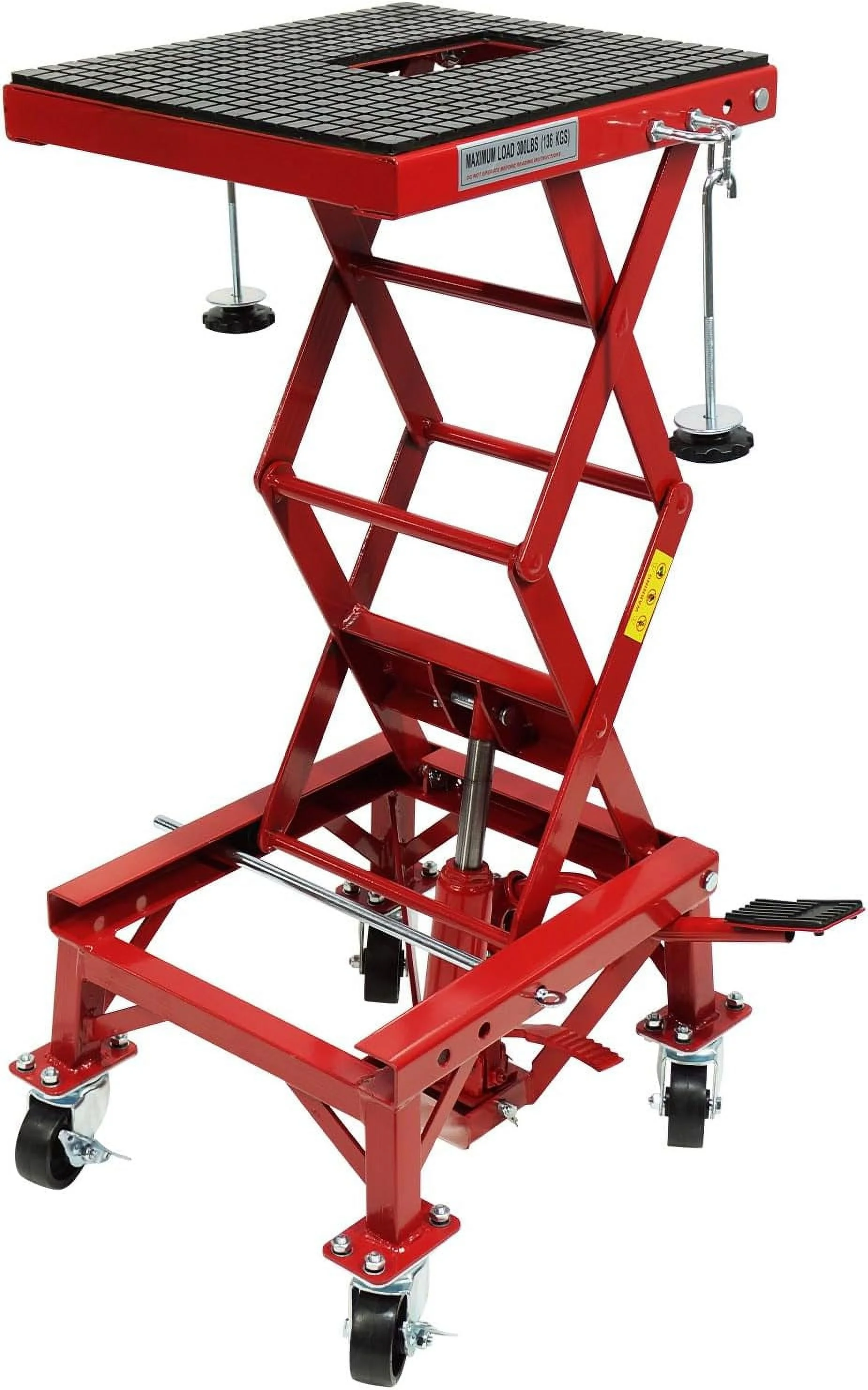 Hydraulic Motorcycle Lift Jack, YANRUI 300 LBS Capacity Steel ATV Scissor Lift Jack with Wheels for Motorcycles, Portable Motorcycle Lift Table