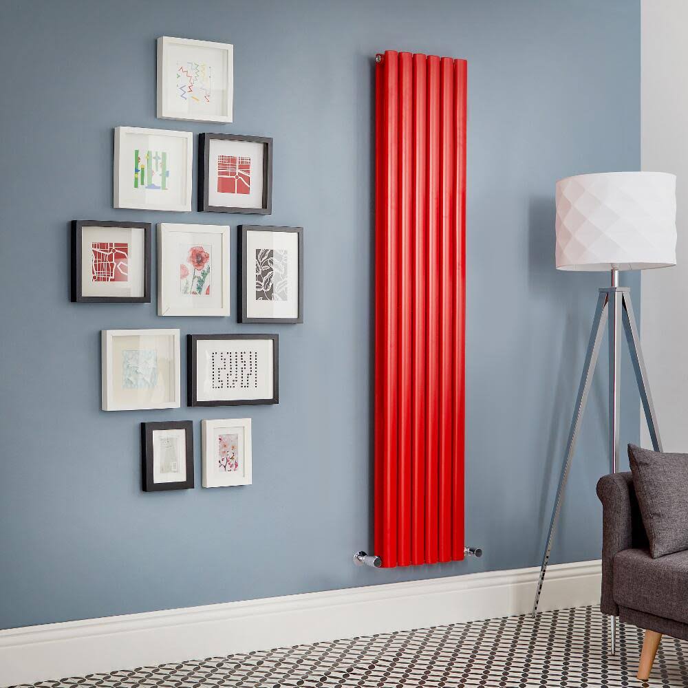 Hudson Reed Revive - Hot Water Radiator - Choice of Sizes - Vertical European Design - Red