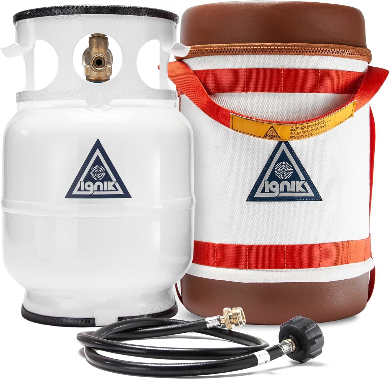 Ignik Refillable Gas Growler Deluxe 5-Pound Propane Tank with Carry Case and Adapter Hose