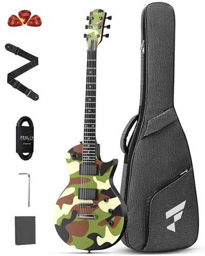 FLP350 Electric Guitar, 39" Solid Body Electric Guitar, Electric Guitar Kit with Dual Humbuckers, Mahogany Neck, Matte Finish, 22 Frets