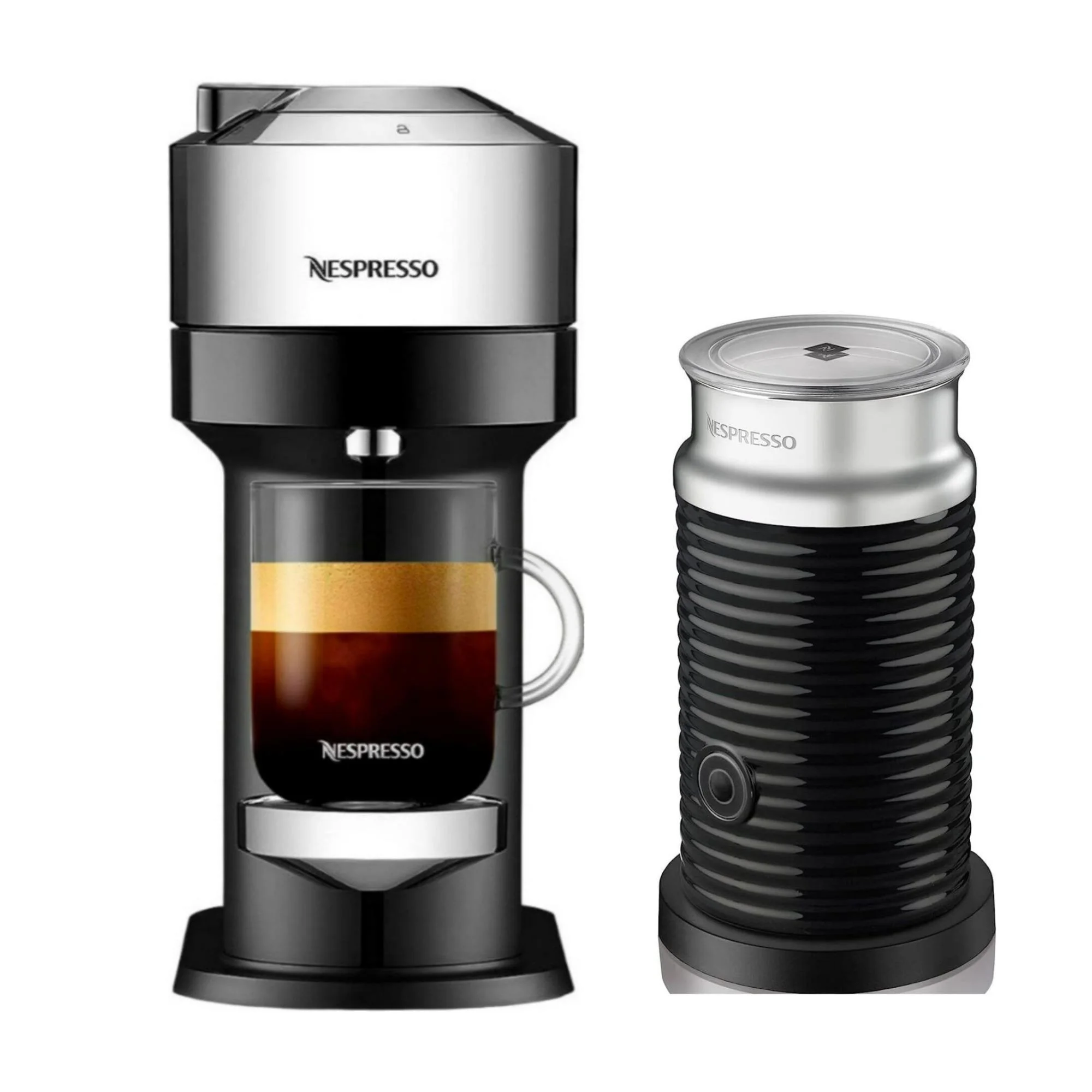 Nespresso Vertuo Next Deluxe Compact Coffee and Espresso Machine (Silver) with Milk Frother Bundl