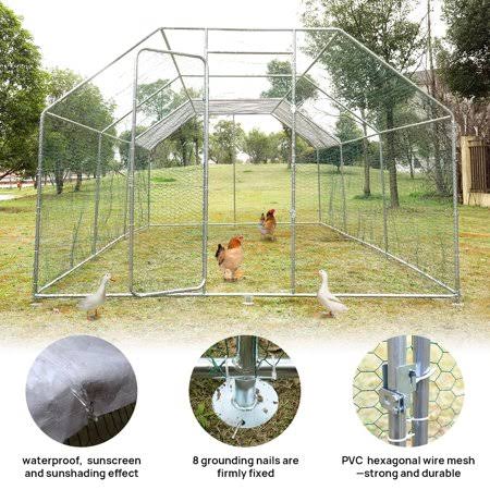 Walsport 20x10ft Outdoor Large Metal Chicken Coop Cage Poultry Bunny Rabbit Cage with Waterproof Cover ,Chicken Pens Crate Walk-