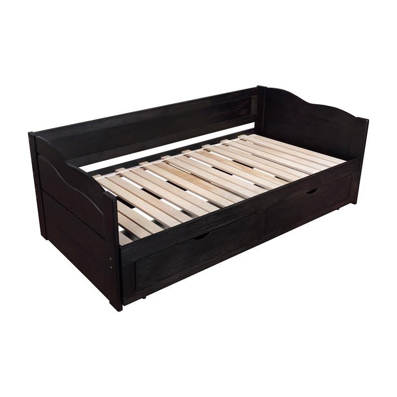 Furniture of America Trosser Transitional Wood Twin Daybed with Trundle in Black - IDF-1743BK