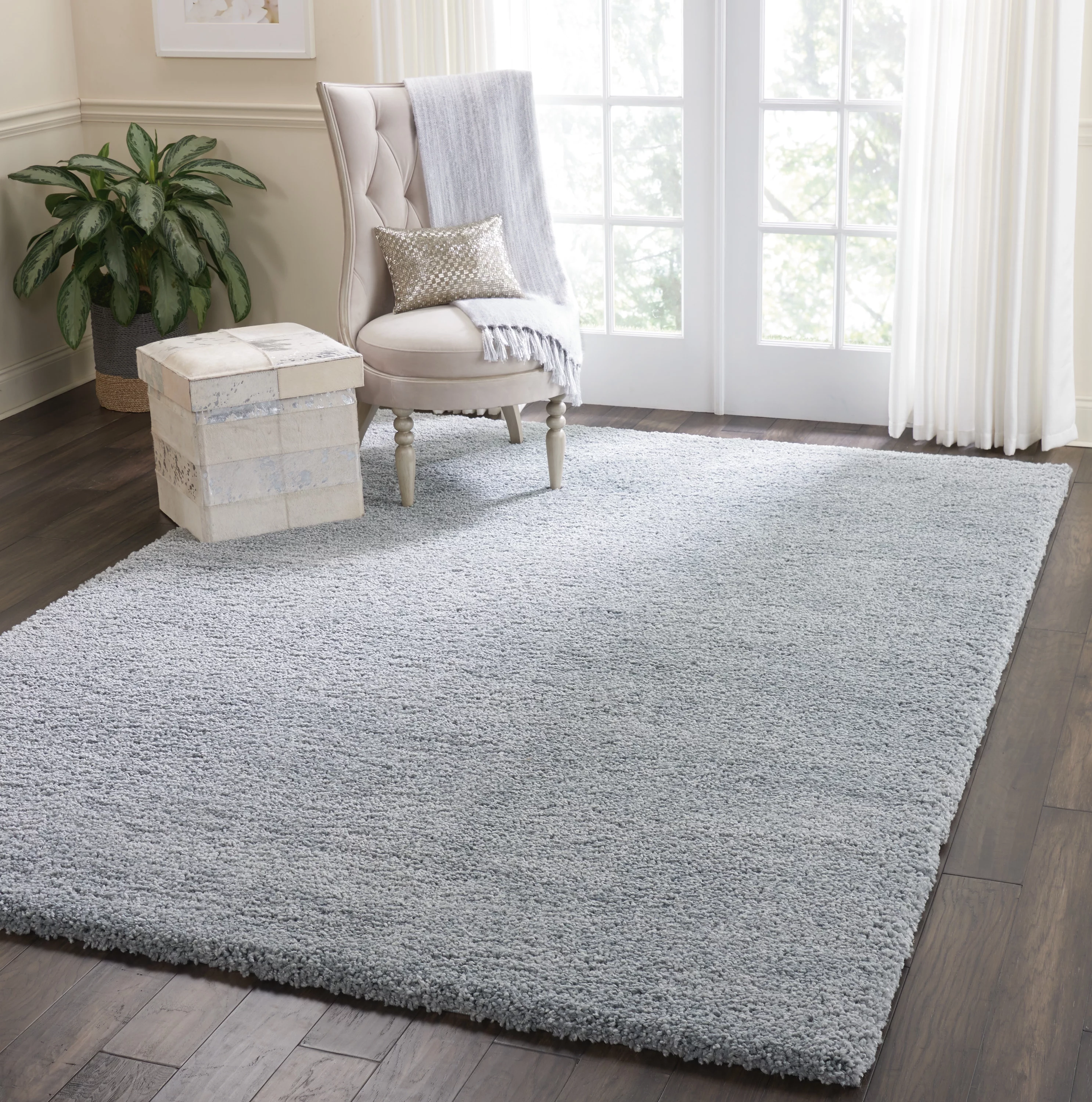 Malibu Shag Solid Slate Area Rug