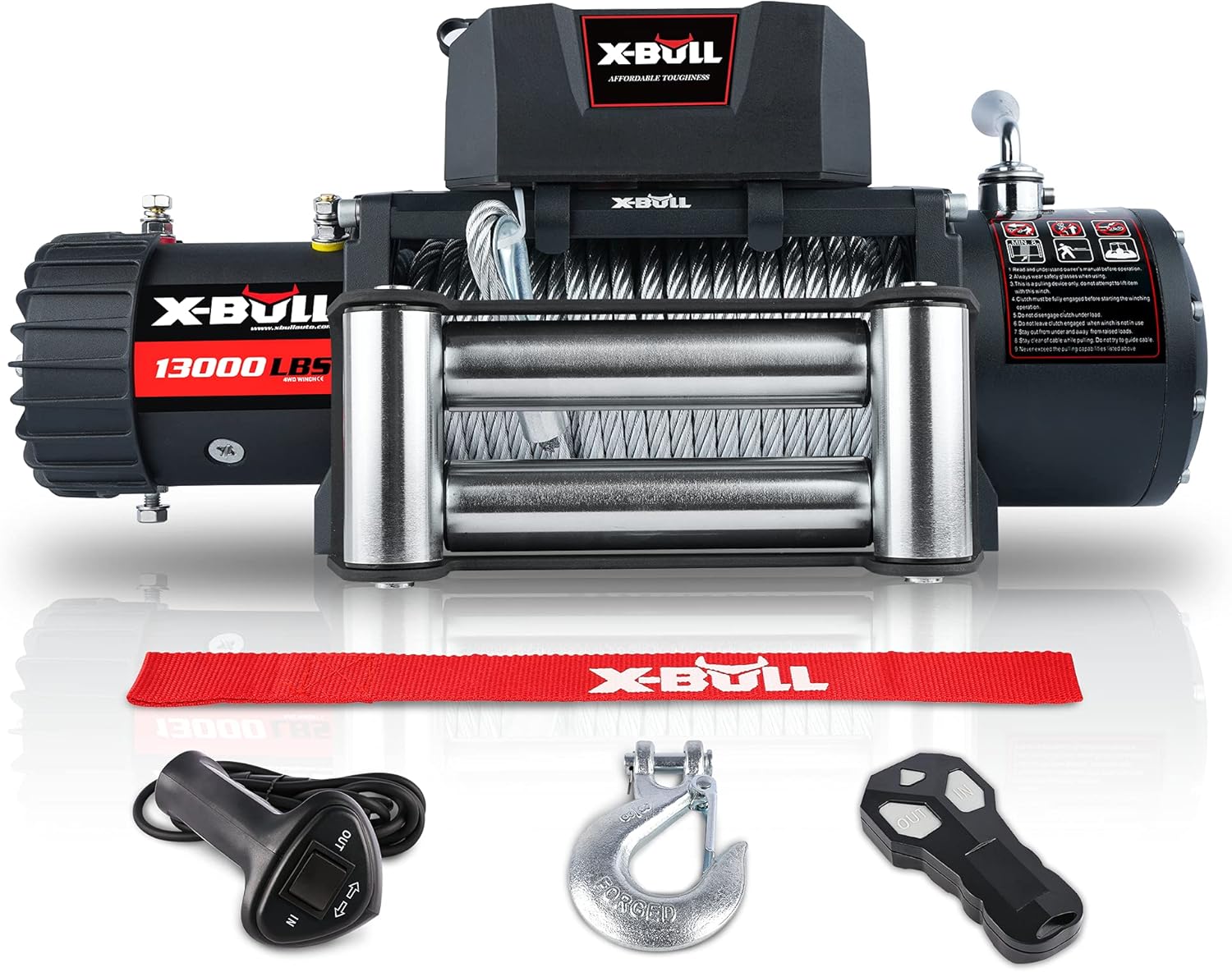 X-BULL12V Wireless Steel Cable 13000LBS Electric Winch for 4WD 4x4 Off Road Vehicle Boat Truck