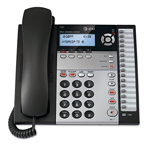 AT&T 1040 4-Line Expandable Corded Phone System with Speakerphone, 1 Handset, Desk Phone, Landline Phones for Office, Business