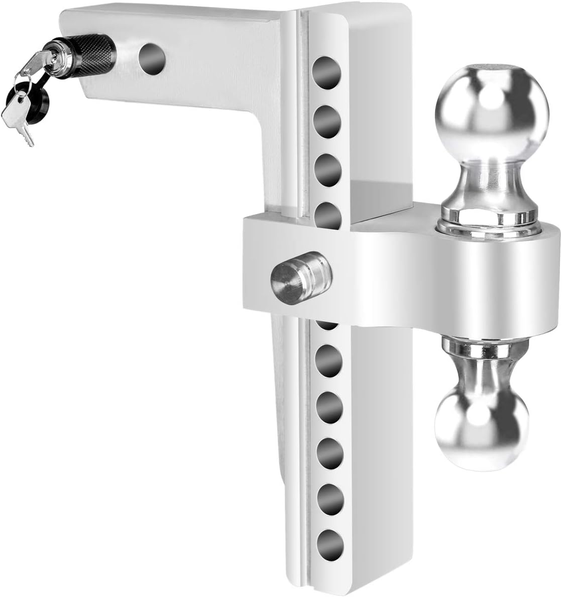 Fullwatt Dual Ball Mount Hitch Adjustable Drop/Rise, Aluminum Trailer Hitch for Vehicles, Fits 2" Receiver with Pin Lock (10 inch)