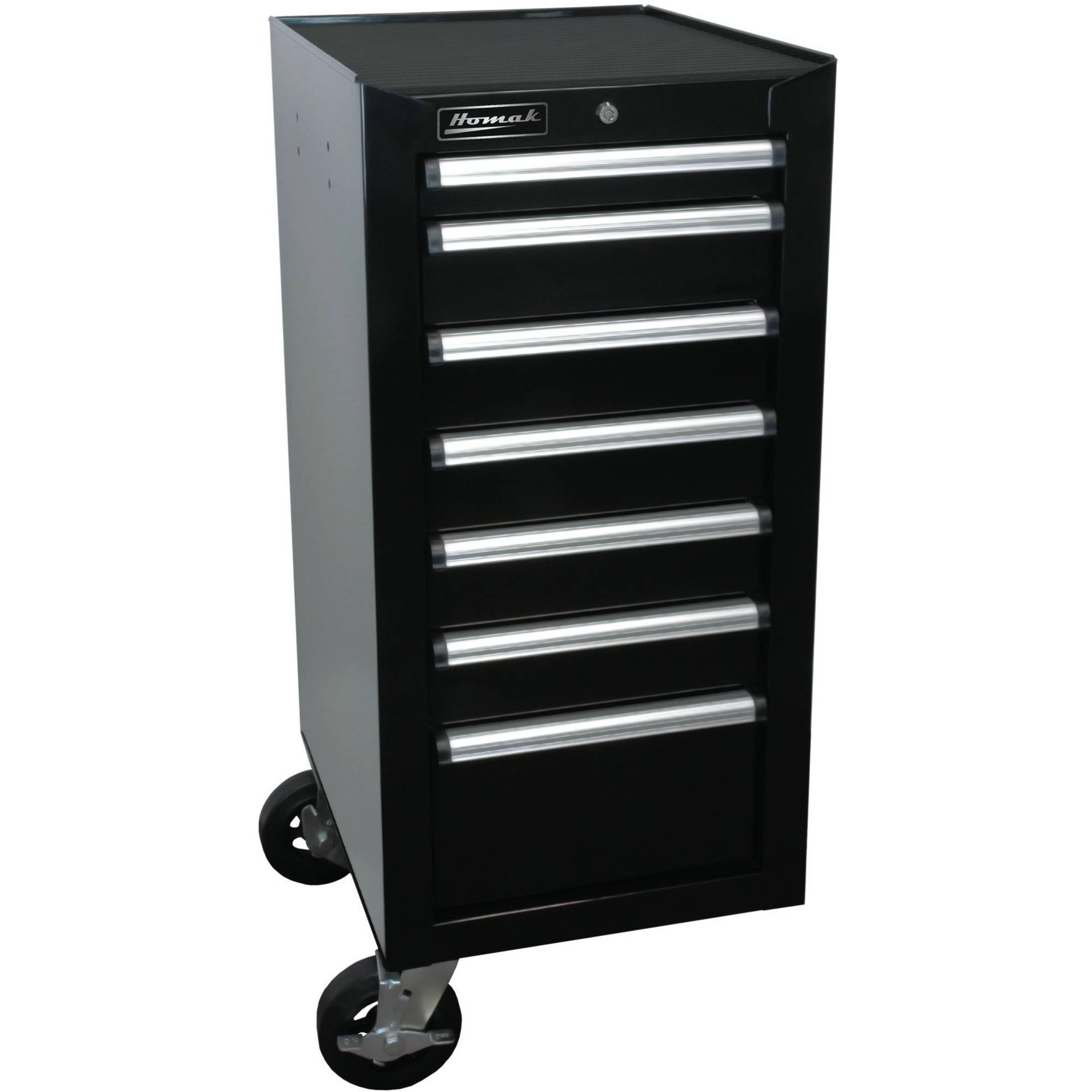 Homak H2Pro Series 7 Drawer Side Cabinet, Black, 18x22