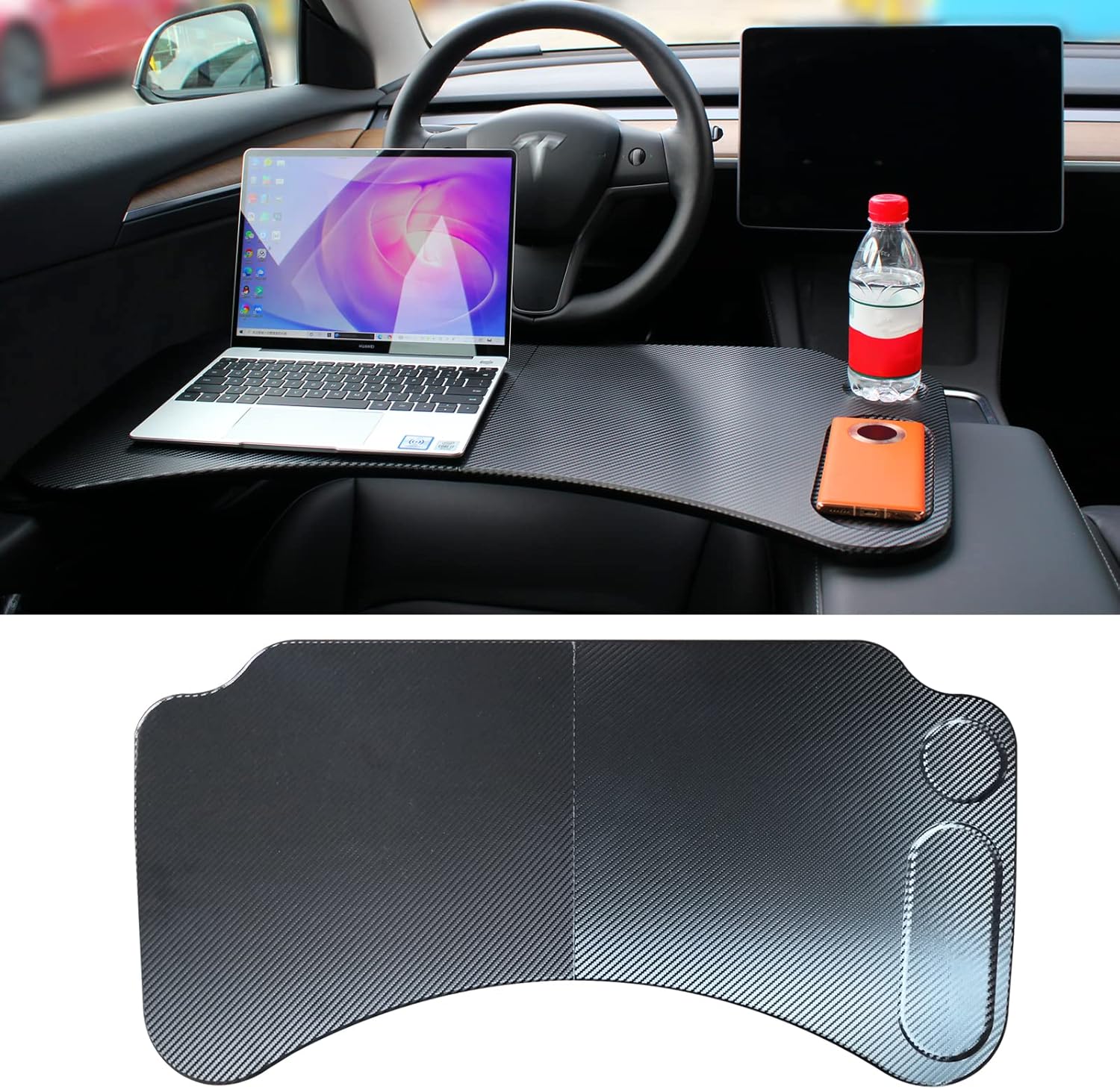 nhmtech Tesla Model 3 Model Y Foldable Laptop Working Table for Working Tray Eat Lunch in Car Tray Table for Driver. Pack of 2