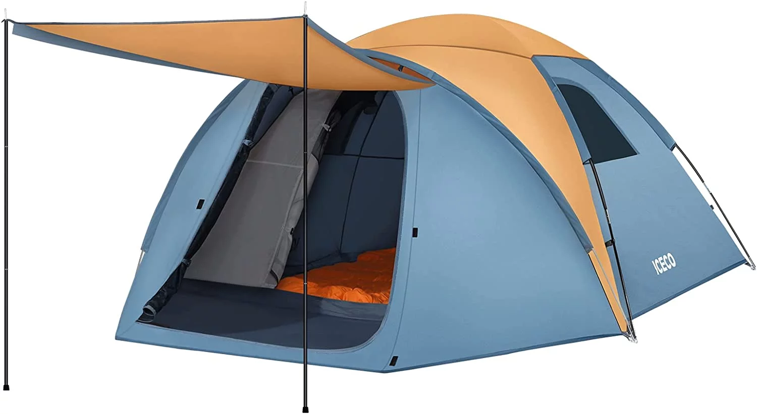 YILAN Dark Room Camping Tents 4 People,Tents for Camping 3/4 Person Waterproof Windproof Dome Tent,4 Season Tent with Screen Room,Easy Setup