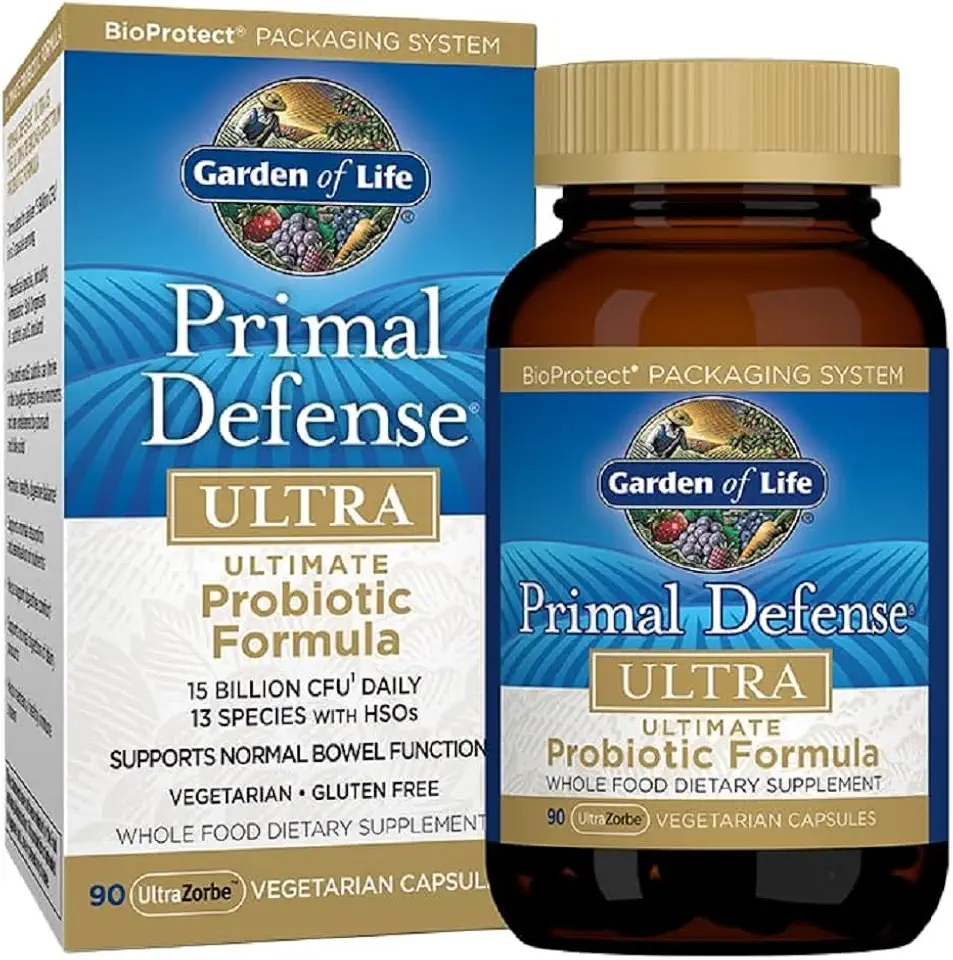 Garden of Life Primal Defense Ultra Ultimate Probiotic Formula - 15 Billion CFU and 13 Strains of Probiotics Plus HSOs for Healthy Digestive Balance