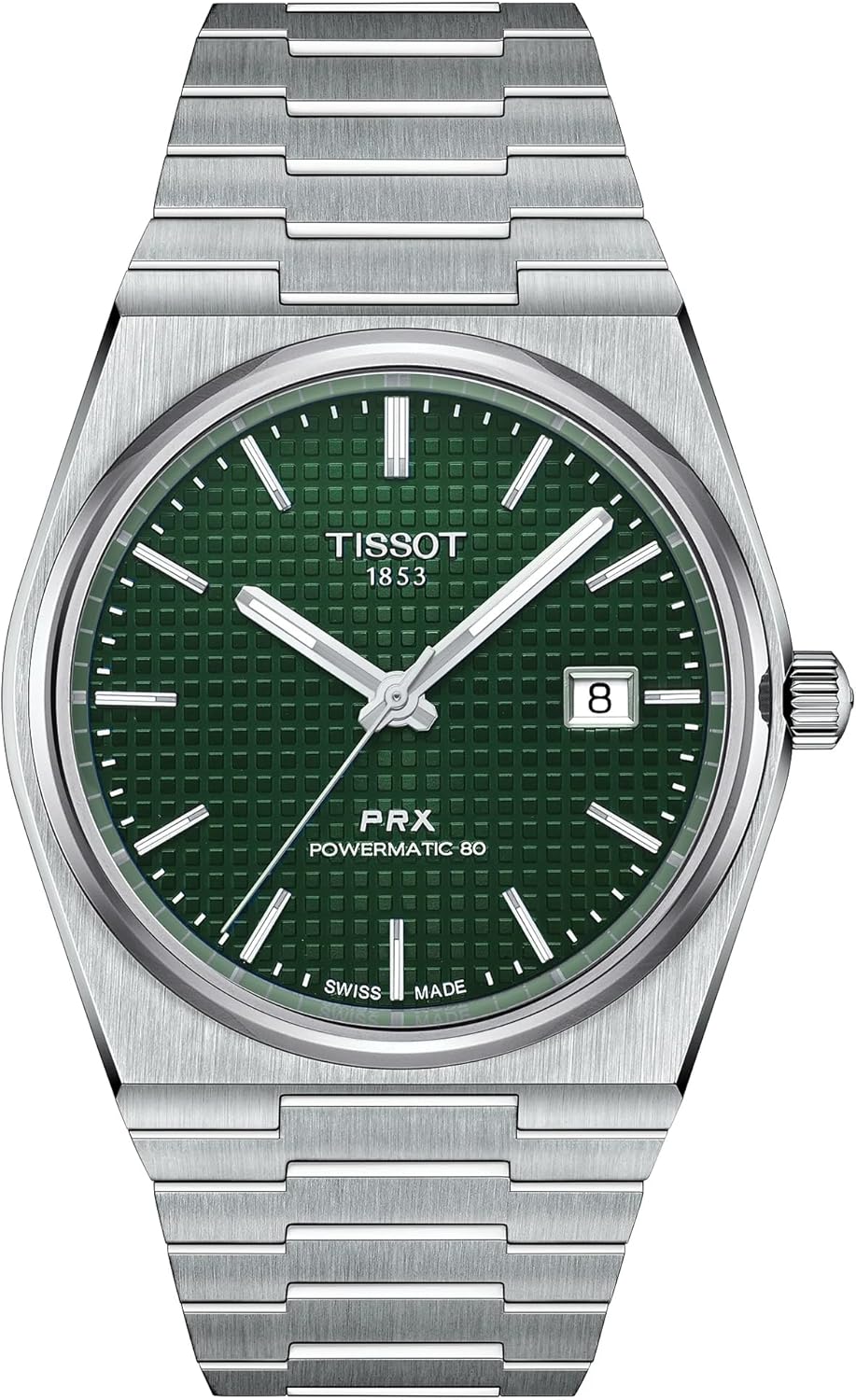 Tissot Mens PRX Powermatic 80 316L Stainless Steel case Automatic Watch, Grey, Stainless Steel, 12 (T1374071109100)