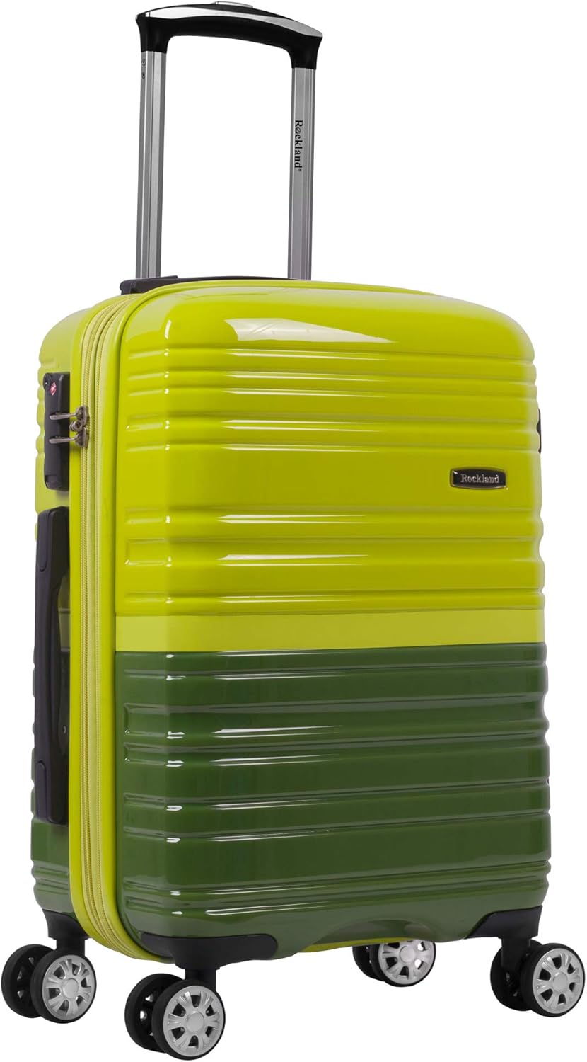 Rockland Melbourne Hardside Expandable Spinner Wheel Luggage, Two Tone Green, Carry-On 20-Inch