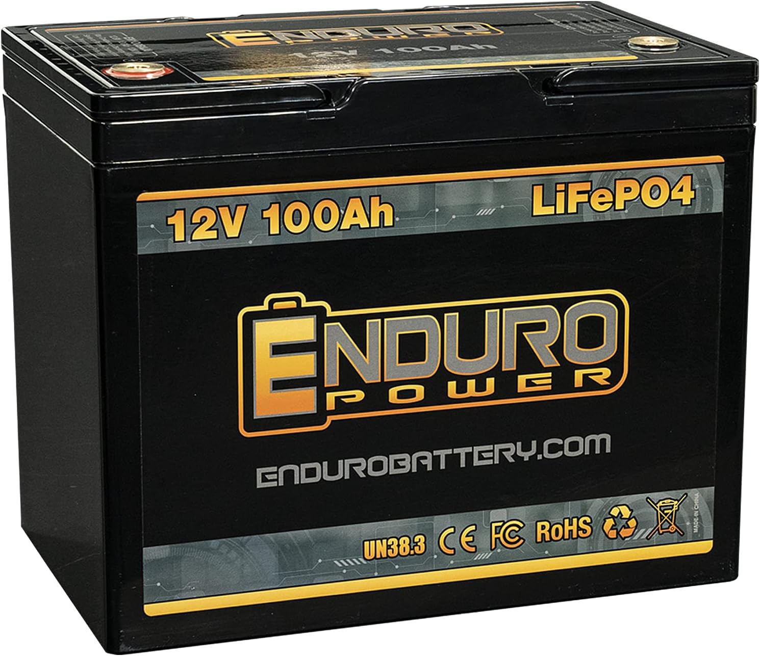 Enduro Power 12V 100Ah LifePO4 Lithium Deep Cycle Battery, 2X the Power, Half the Weight, 25% Smaller Case Size, 100A BMS Fuels Your Adventure