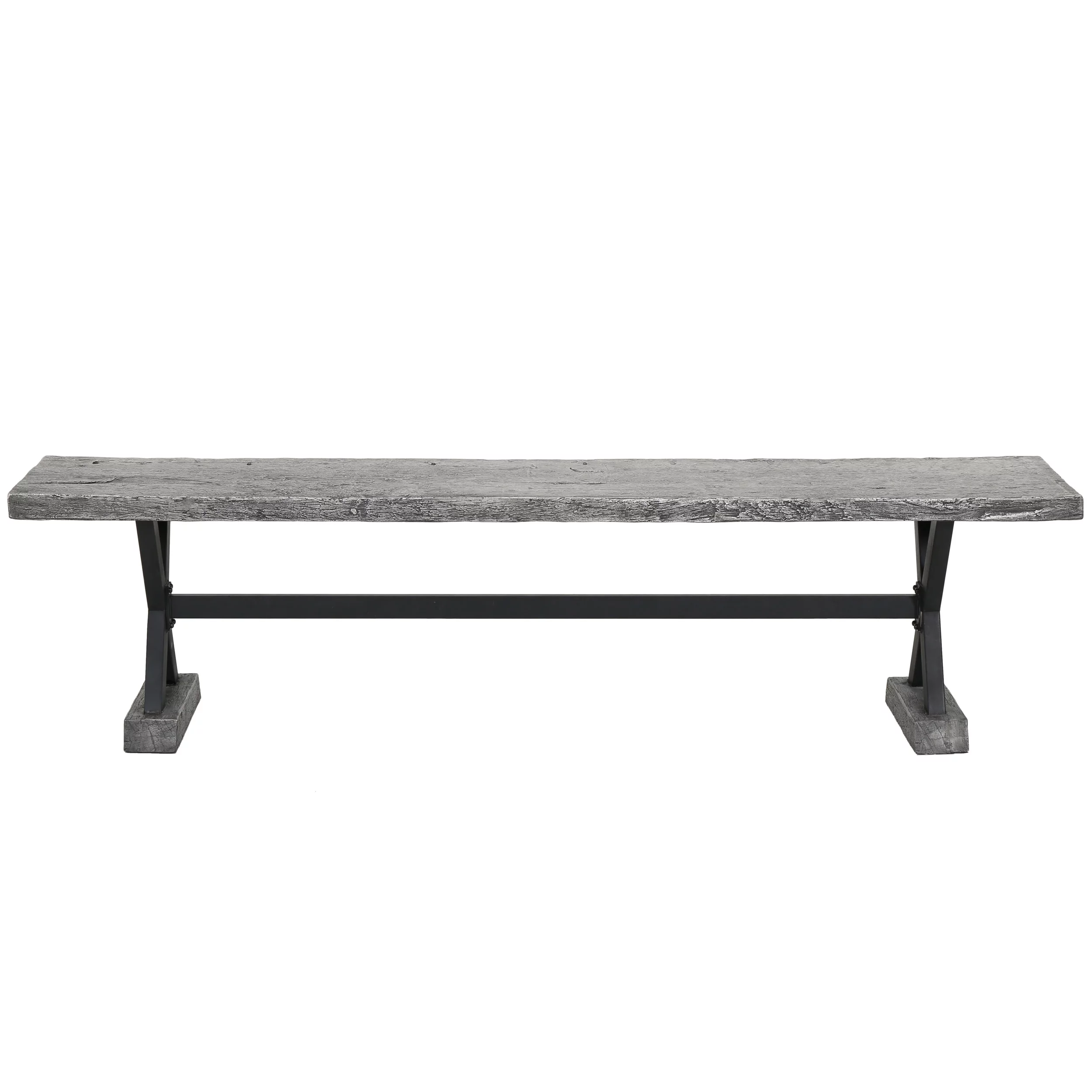 Catelyn Outdoor Concrete and Steel Dining Bench, Grey