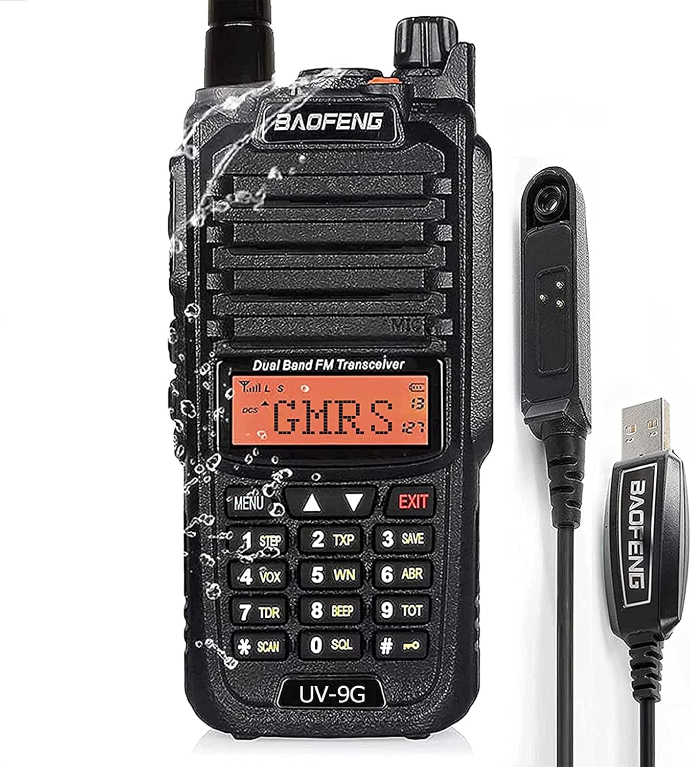 BAOFENG UV-9G GMRS Radio Waterproof IP67, Outdoors Two Way Radios Long Range Rechargeable, Handheld Dual Band NOAA Scanner, GMRS Repeater Capable