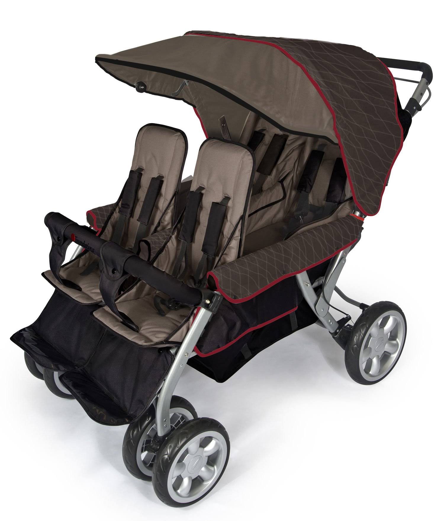Foundations Quad LX 4 Passenger Stroller - Earthscape, Brown