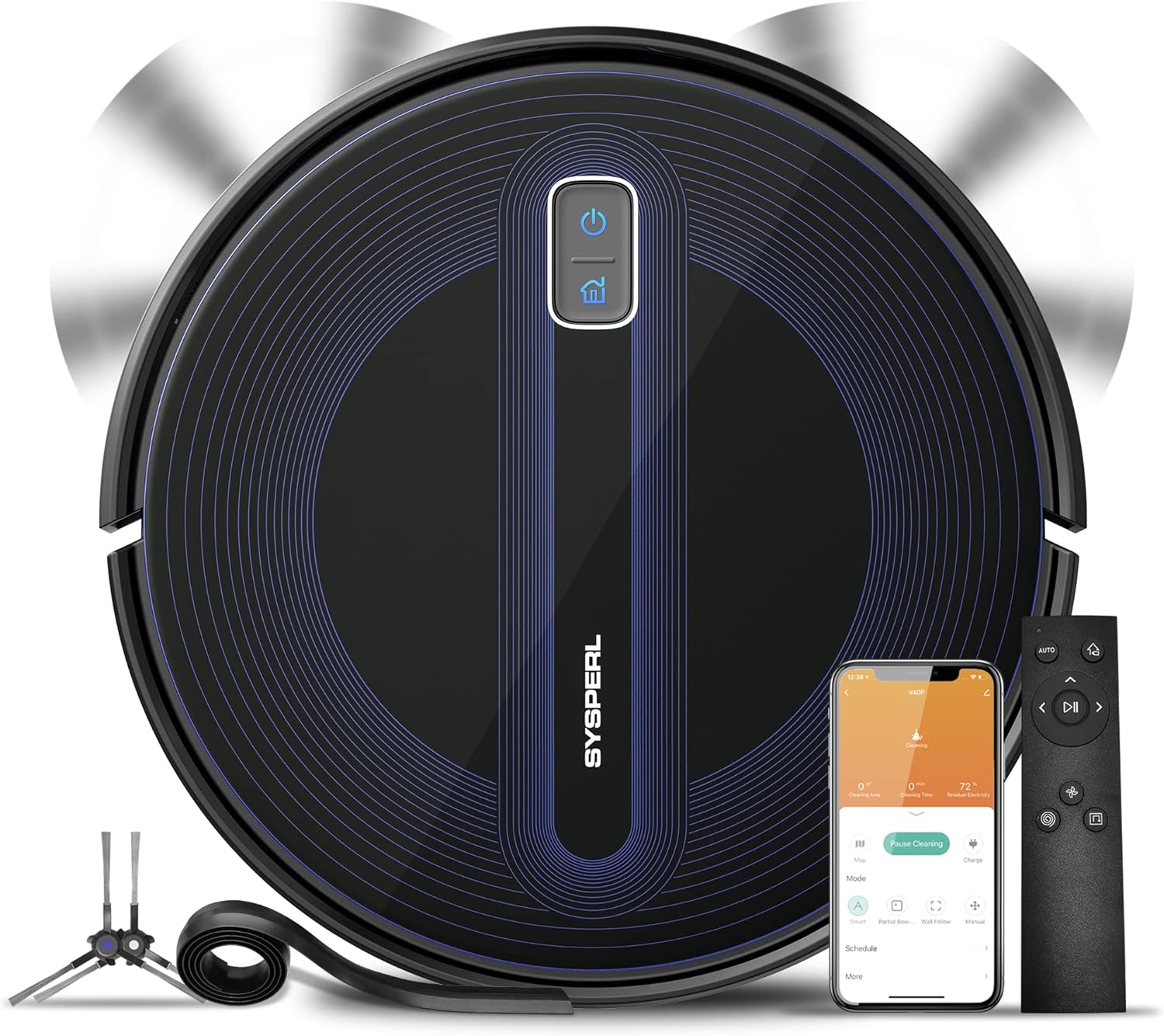 SYSPERL Robot Vacuum Cleaner,2600Pa Strong Suction Power Robotic Vacuums,Works with Alexa Remote WiFi App,Self-Charge Robotic Vacuum Cleaner