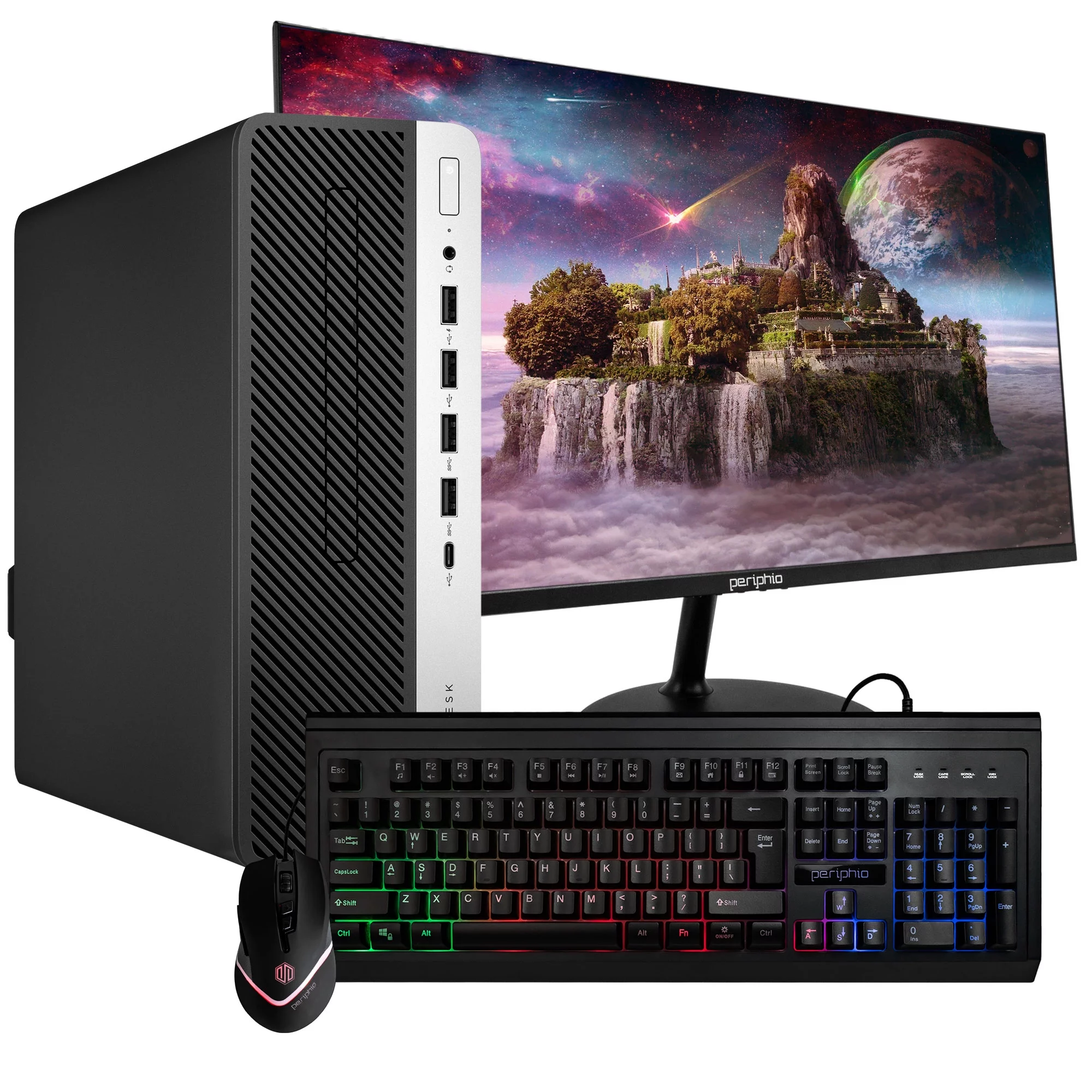 Restored HP ProDesk 600G4 Desktop Computer | Hexa Core Intel i5 (3.2GHz) | 16GB DDR4 RAM | 500GB SSD | Windows 11 Pro | New 24in LCD Monitor | RGB