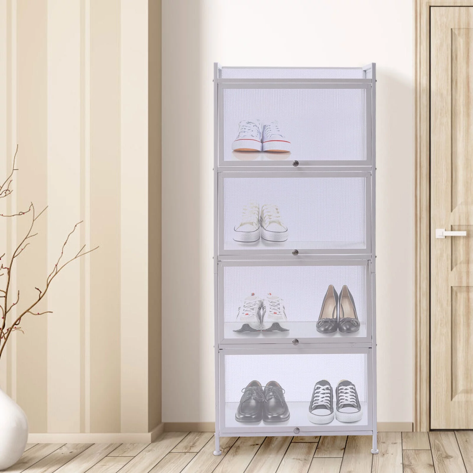 5 Tier Storage Cabinet Cart Kitchen Buffet Pantry Pantries W/PC Door Black/White