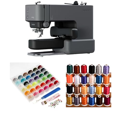 Brother Skitch Embroidery Machine - Precision Single-Needle Stitching with Speed Control Bundle with 24 Assorted Colors Thread