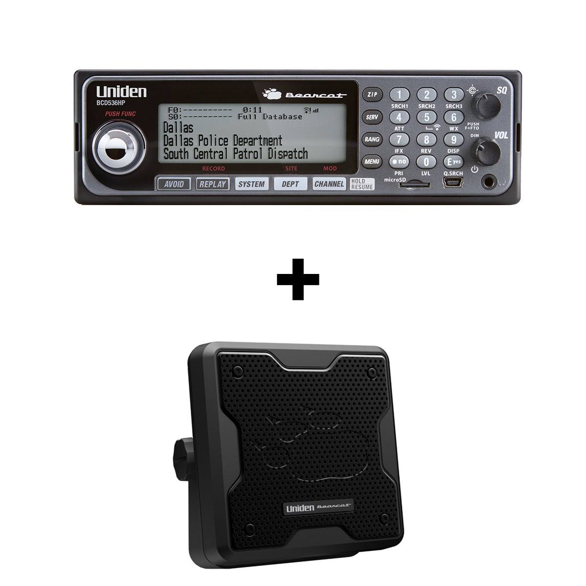 Uniden BCD536HP Phase II Digital Scanner and 20 Watt Speaker Bundle