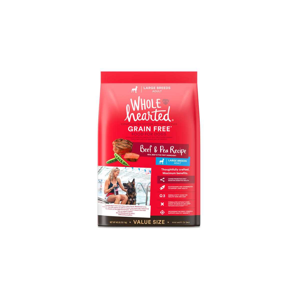 WholeHearted Grain Free Beef &amp; Pea Recipe Adult Dry Large Breeds Dog Food Bag - Pet Supplies online store