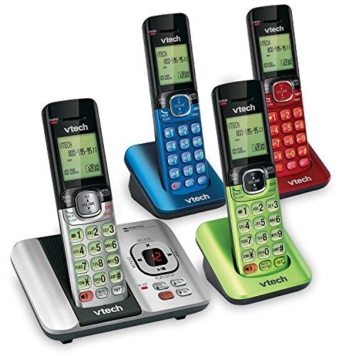 VTech CS6529-4B 4-Handset DECT 6.0 Cordless Phone with Answering System and Caller ID, Expandable up to 5 Handsets, Wall-Mountable