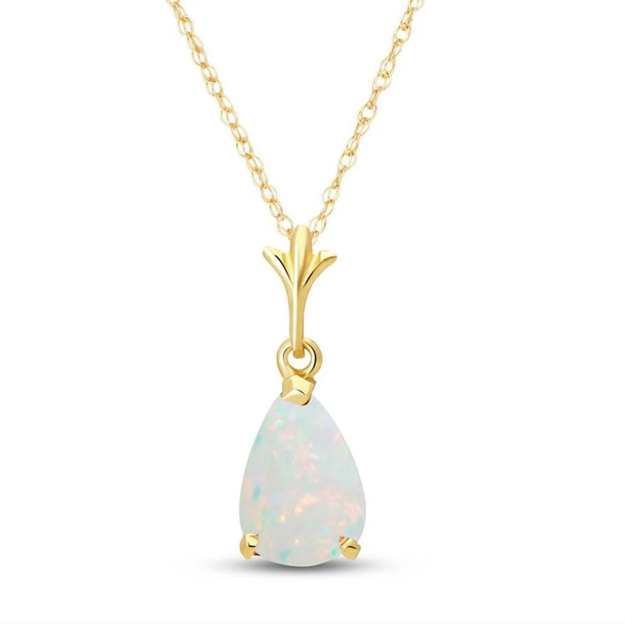 Galaxy Gold 14k 20" Solid Yellow Gold Drop Pendant Necklace with Pear Shape 0.77 Carat Natural Vibrant
