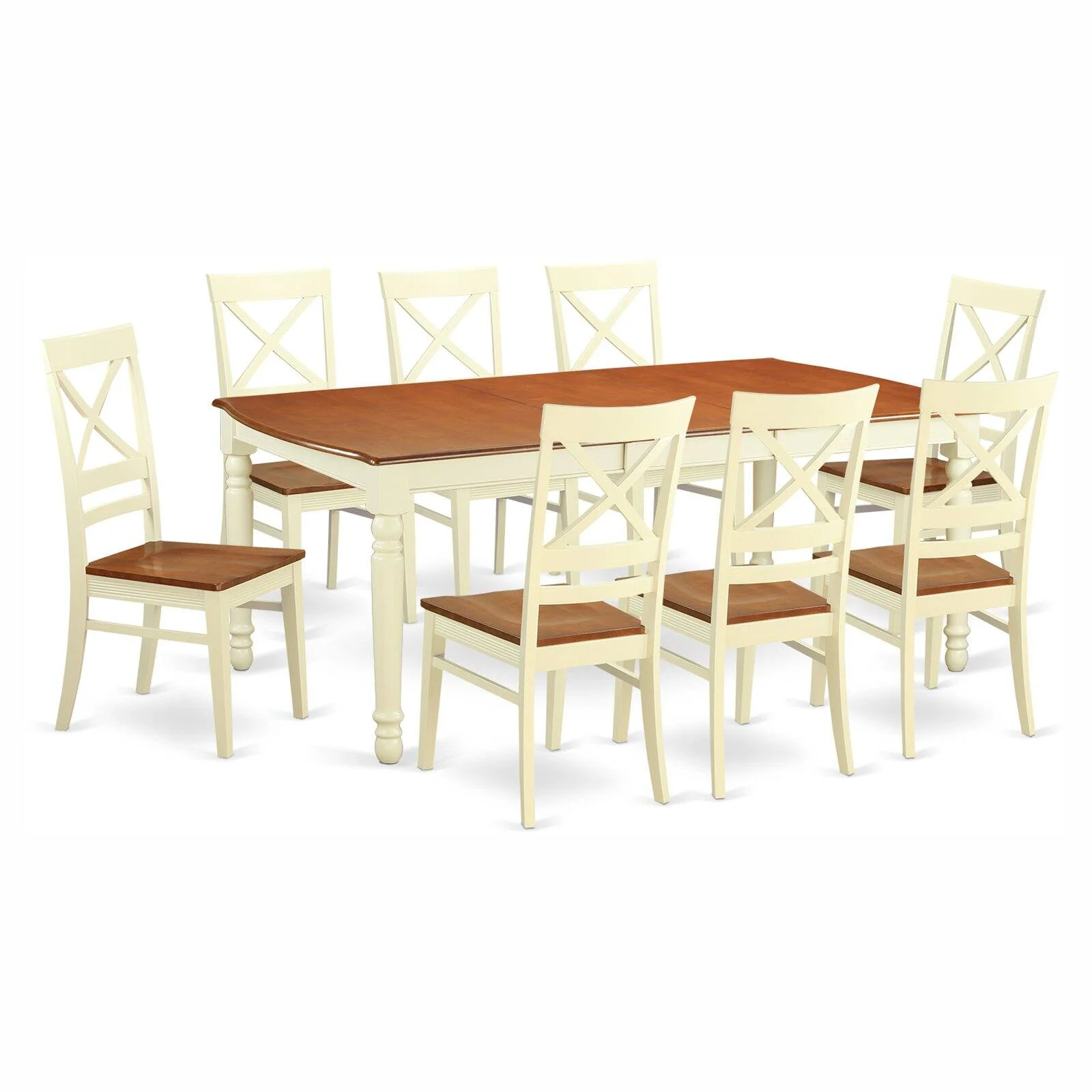 East West Furniture Dover 9-piece Wood Dining Table and Chair Set in Cherry