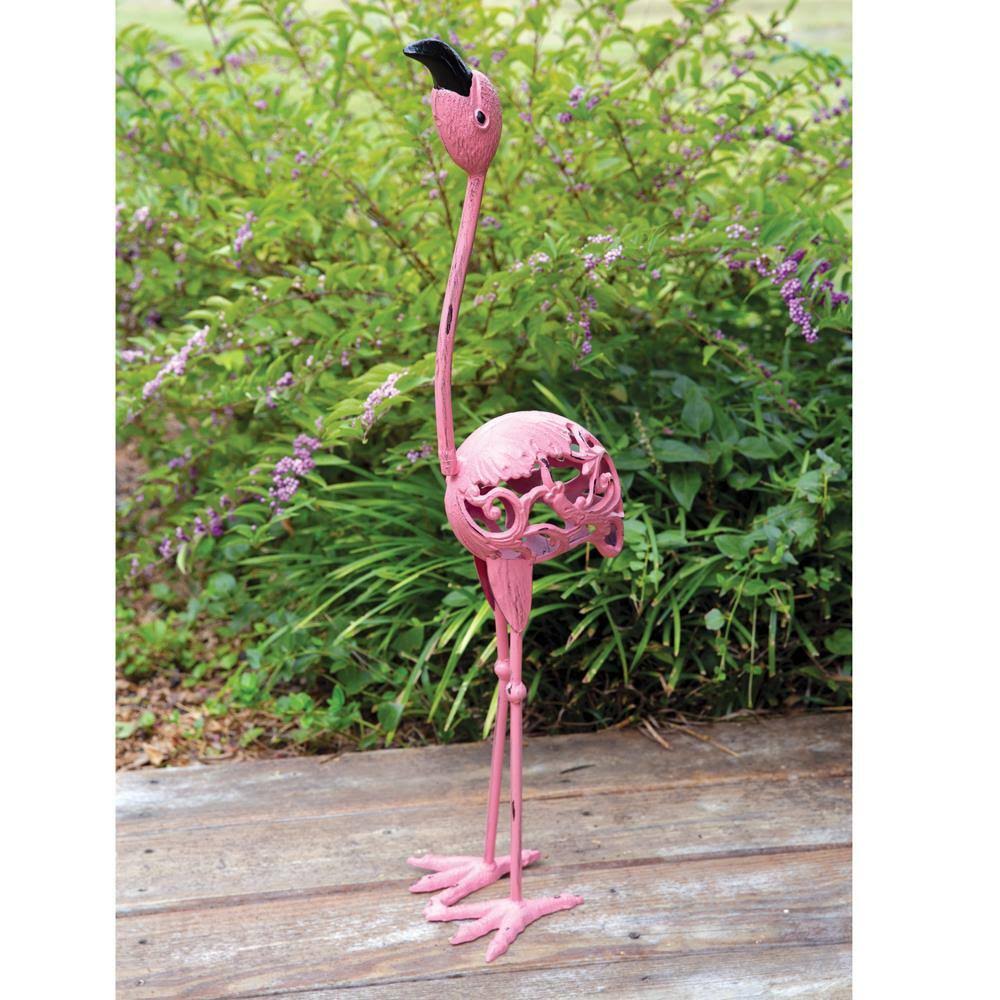Large Cast Iron Flamingo Statue