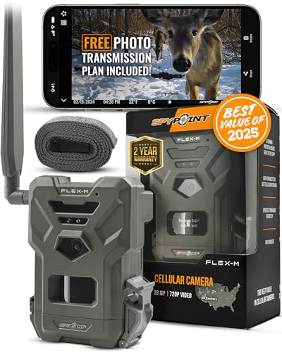 SPYPOINT Flex-M Twin Pack Cellular Trail Cameras - Best Hunting Accessories, No WiFi Needed, GPS, Night Vision, Dual-Sim LTE
