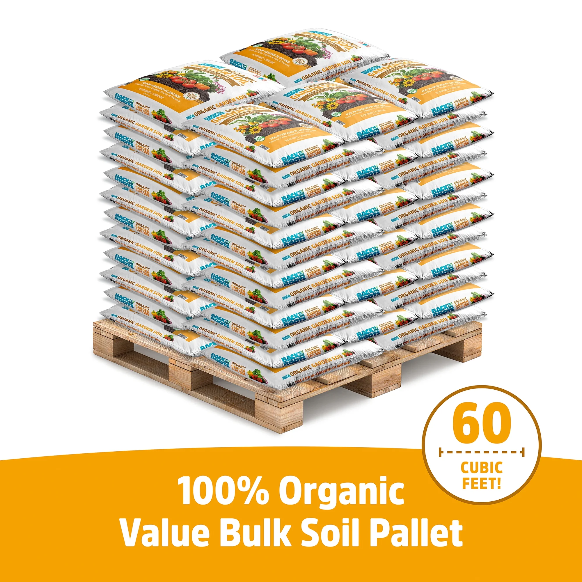 Back to the Roots Organic Garden Soil Pallet, 60 1 cu. ft. bags, 1900lb - Radiant Selections