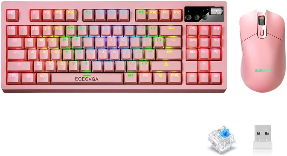 RGB Wireless Mechanical Keyboard and Mouse Combo Pink