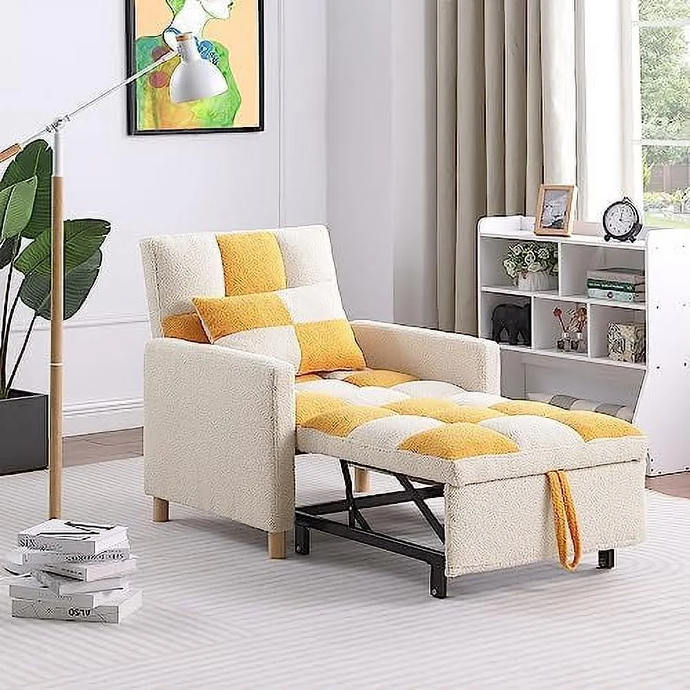 HOOMHIBIU Sleeper Chair Bed Convertible Single Sofa Chair Bed with Pillow Pull Out Sleeper Bed with Adjustable Backrest Multi-Functiona Lounge Chair
